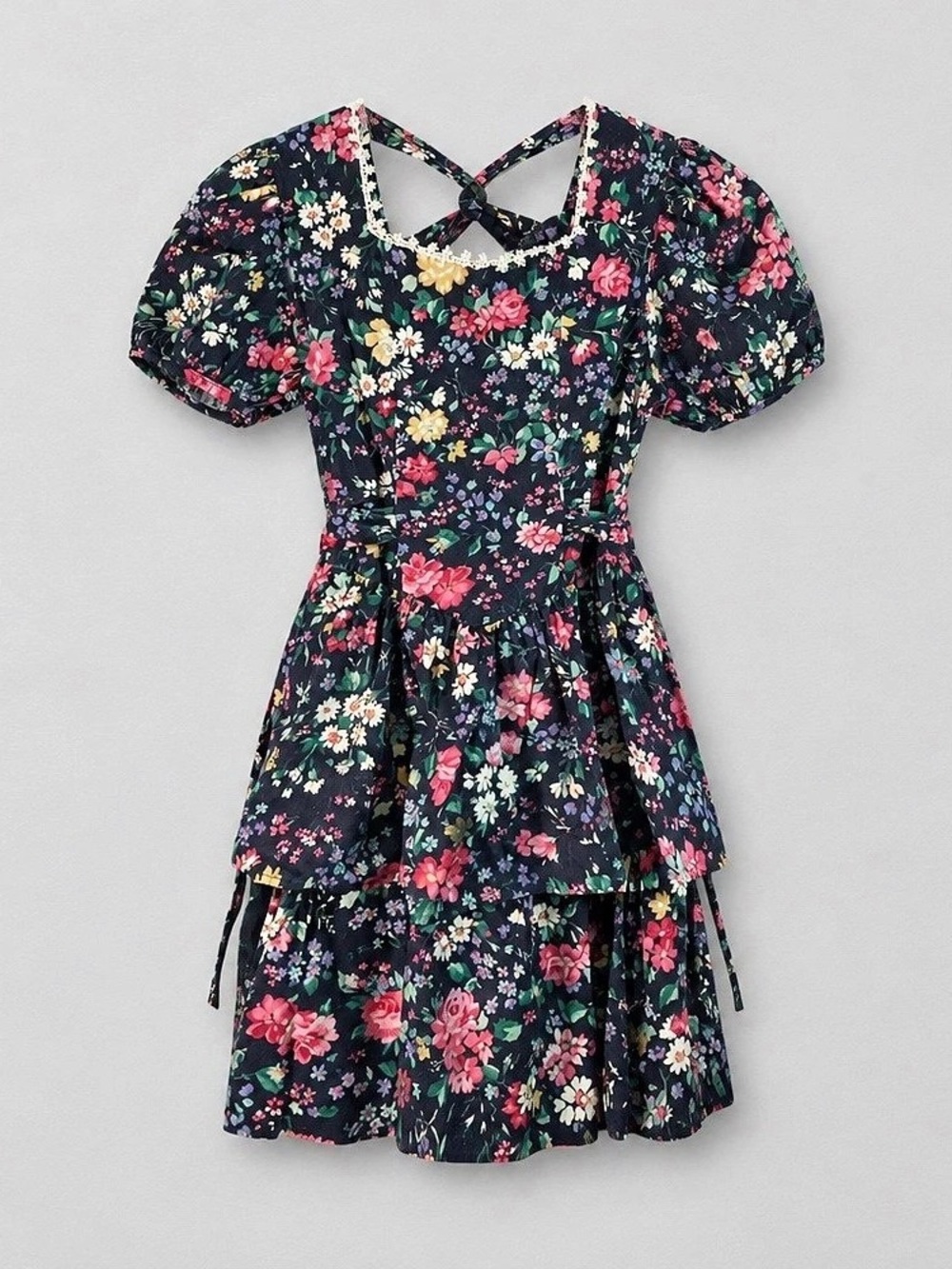Britland LOT V-2103 Floral Girls Dress in Blue & Pink Like New